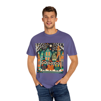 Night of the Trick-or-Treating Owlets Unisex Garment-Dyed T-shirt