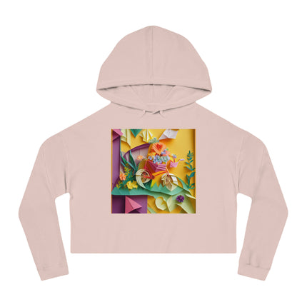 Origami Bicycle Women’s Cropped Hooded Sweatshirt