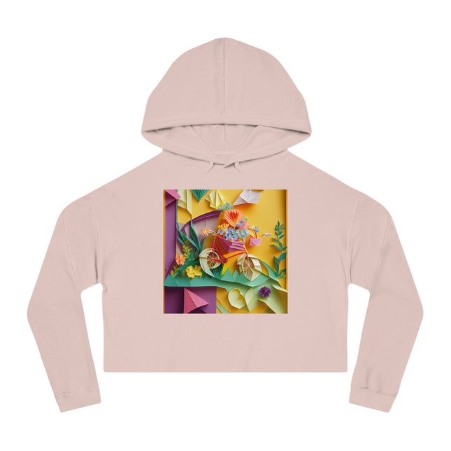 Origami Bicycle Women’s Cropped Hooded Sweatshirt