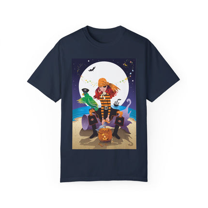 Moonlit Pirate Halloween Unisex Garment-Dyed T-shirt