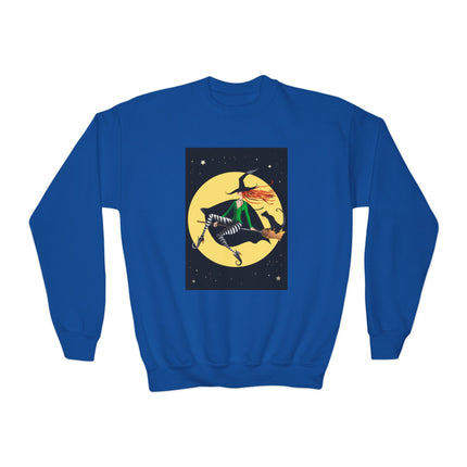 A Witch’s Moonlit Flight Youth Crewneck Sweatshirt