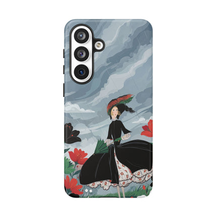 🌧️🌺 The Stormy Flower Walk Phone Case – Art Deco Floral Fashion