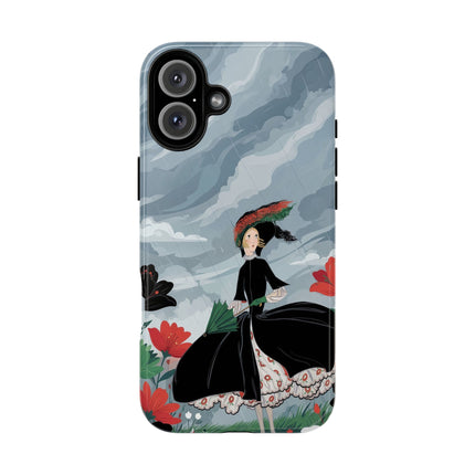 🌧️🌺 The Stormy Flower Walk Phone Case – Art Deco Floral Fashion