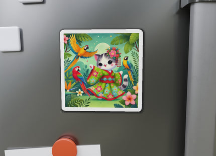 Parrot Dance of the Geisha Kitten Die-Cut Magnets (5 Sizes)