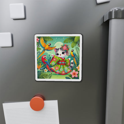 Parrot Dance of the Geisha Kitten Die-Cut Magnets (5 Sizes)
