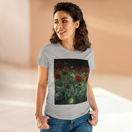 Poppies (A Study of Poppies for Carnation, Lily, Lily, Rose) by John Singer Sargent Women's Midweight Cotton Tee