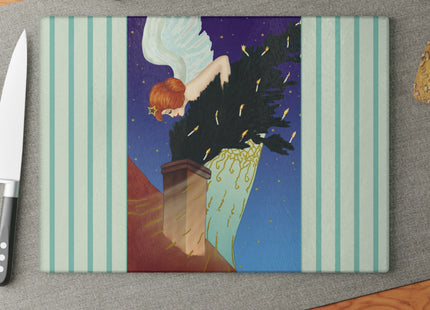 The Christmas Angel Glass Cutting Board