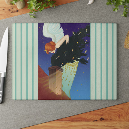 The Christmas Angel Glass Cutting Board