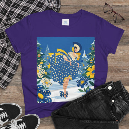 ❄️💙 The Bluebell Christmas Promenade Cotton Tee – Art Deco Holiday Elegance