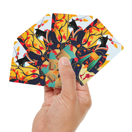 Black Cat in Kimono Playing Cards