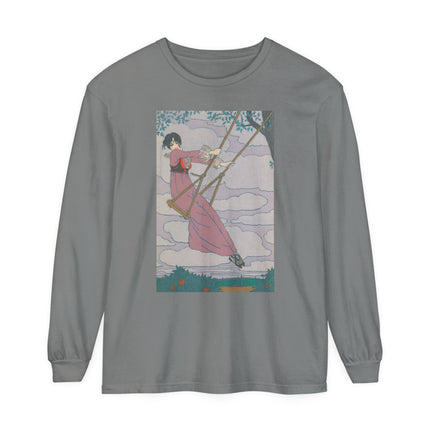 La balançoire by Georges Lepape Garment-dyed Long Sleeve T-Shirt