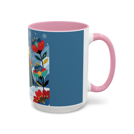 ❤️❄️ The Winter Heart Messenger Colorful Mug – Art Deco Snow Garden Fantasy