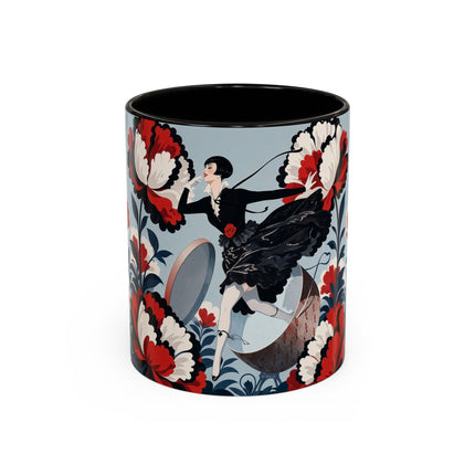 ❤️🌺 The Scarlet Blossom Dancer Colorful Mug – Art Deco Fashion Whimsy