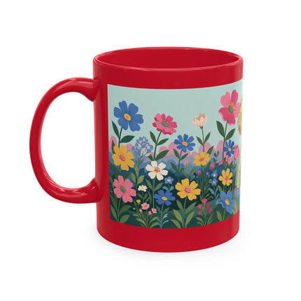 🌼🪭 The Lady Of The Grand Flower Garden Ceramic Mug – Art Deco Garden Whimsy