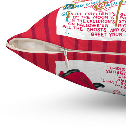The Hallowe'en Cauldron In the Firelight's Gleam Spun Polyester Square Pillow