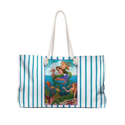 Three Mermaids with Strings of Pearls by Carlo Chiostri Weekender Bag