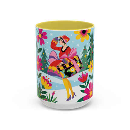 🌸🎄 Christmas In The Winter Garden Colorful Mug – Whimsical Holiday Fantasy