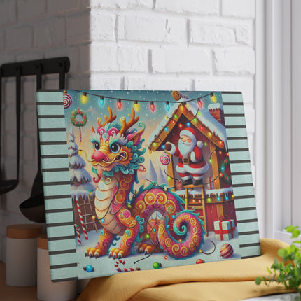 Playful Dragon's Christmas Glass Cutting Board