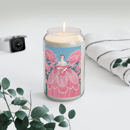 🌸🎀 The Lady Of The Pink Blossom Garden Scented Soy Candle – Art Deco Floral Romance