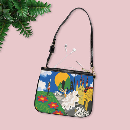 🦢🏰 The Enchanted Swan Ballet Small Shoulder Bag – Art Deco Fairytale Whimsy