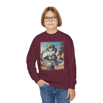 Snow Leopard Lookout Youth Crewneck Sweatshirt – Courage, Curiosity & High-Altitude Adventure