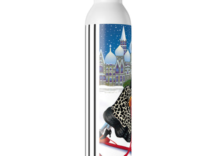 Elegant Winter Woman in Sleigh Slim Water Bottle