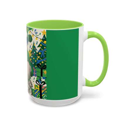 🍀🎄 The Emerald Holly Christmas Colorful Mug – Art Deco Holiday Elegance