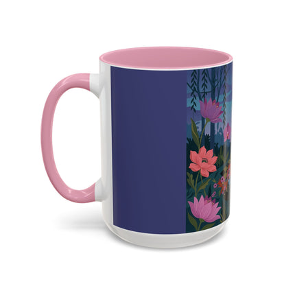 The Lady And The Midnight Birdcage Colorful Mugs – Art Deco Botanical Elegance