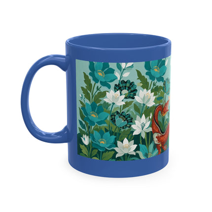 🐉🌿 The Lady & The Garden Dragon Ceramic Mug – Art Deco Botanical Whimsy