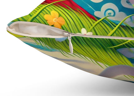 Geisha Kitten and the Dragon Kite Spun Polyester Square Pillow