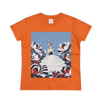🖤🌸 The Black And Ivory Blossom Garden Cotton Tee – Art Deco Fashion Illustration