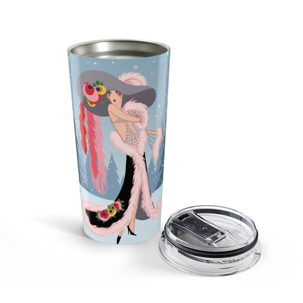 🌹❄️ The Lady Of The Winter Rose Promenade Tumbler – Art Deco Christmas Elegance