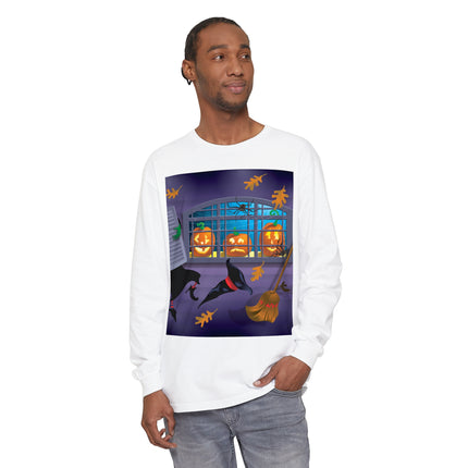 Whimsical Halloween Mischief Unisex Garment-dyed Long Sleeve T-Shirt