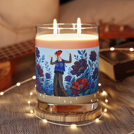 🌺💙 The Sapphire Garden Dancer Scented Candle – Art Deco Floral Whimsy