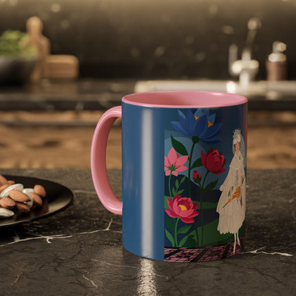 The Lady Of The Golden Parasol Colorful Mugs – Art Deco Botanical Elegance
