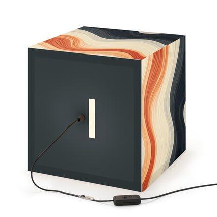 Wave Pattern in Hues of Beige, Orange, Grey, and Black Light Cube Lamp