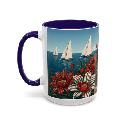 ⛵🌹 The Seaside Rose Traveler Colorful Mug – Art Deco Floral Elegance