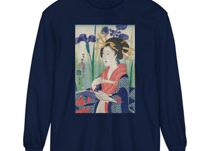 Woman with Bookmark and Book Garment-dyed Long Sleeve T-Shirt