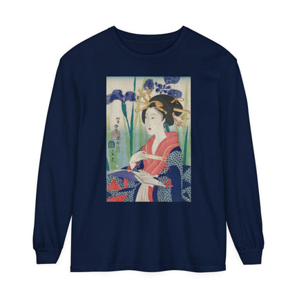 Woman with Bookmark and Book Garment-dyed Long Sleeve T-Shirt
