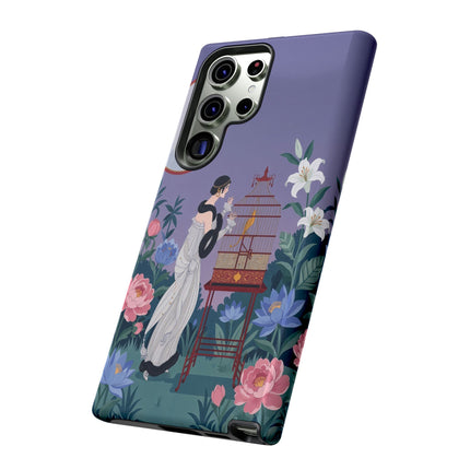 🌸🐦 The Lady Of The Garden Birdcage Phone Case – Art Deco Floral Elegance