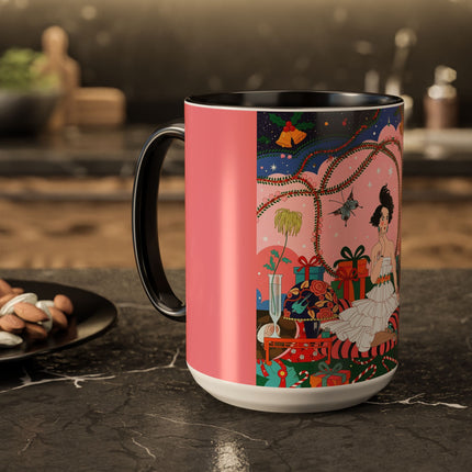 🎀🎄 Christmas Morning In The Rose Parlor Colorful Mug – Art Deco Holiday Fantasy