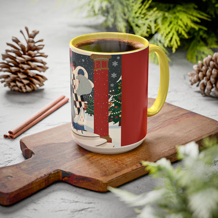 ❄️✨ The Winter Couture Promenade Colorful Mug – Art Deco Holiday Elegance