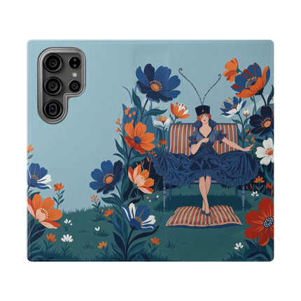 🌺🎩 The Lady Of The Grand Flower Garden Flip Case – Art Deco Floral Fantasy