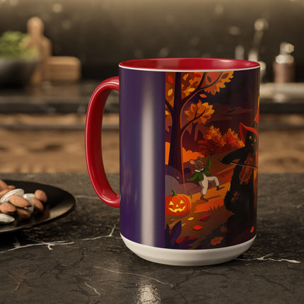 🐈‍⬛🎻 The Black Cat's Moonlit Melody Colorful Mug – Whimsical Halloween Music