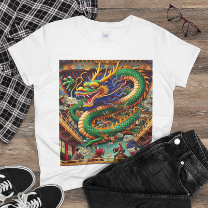 Tibetan Dragon Over Kabuki Duel Cotton Tee