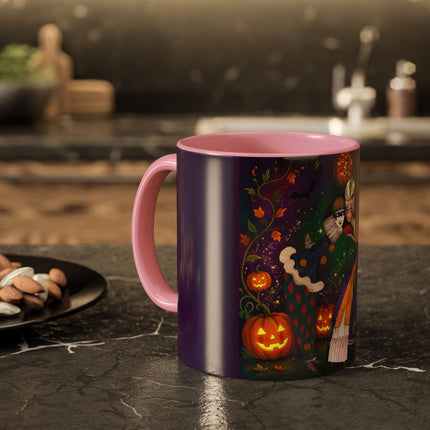 🎭🎃 The Masquerade Beneath The Pumpkin Lantern Colorful Mug – Theatrical Halloween Charm