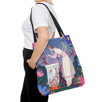 🐠🌸 The Lady Of The Enchanted Aquarium Tote Bag – Art Deco Garden Fantasy