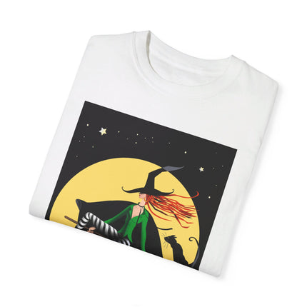 A Witch’s Moonlit Flight Unisex Garment-Dyed T-shirt