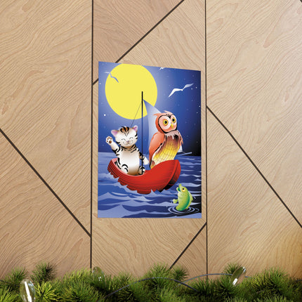 Embarking on a Moonlit Journey Premium Matte Vertical Posters