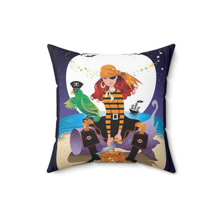 Moonlit Pirate Halloween Spun Polyester Square Pillow